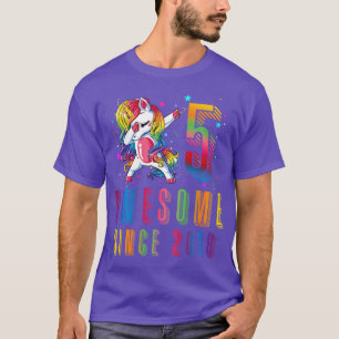 Dabbing Unicorn 5th Birthday Awesome Since 2018 T-Shirt