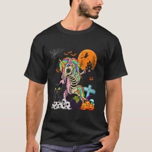 Dabbing Unicorn As Zombie Halloween Cat On Horror  T-Shirt