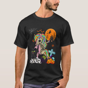 Dabbing Unicorn As Zombie Halloween Cat On Horror  T-Shirt