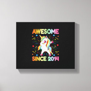 Dabbing Unicorn Awesome Since 2014 - Cute Dab 8th Canvas Print