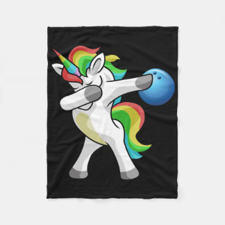 Dabbing Unicorn Bowling Bowler Funny Dab Dance Rai Fleece Blanket