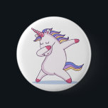 Dabbing Unicorn Button<br><div class="desc">Button to pin on backpacks or shirts with funny unicorn cartoon.</div>