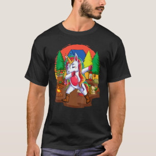 Dabbing Unicorn Camping Cute Vintage Girls Campers T-Shirt