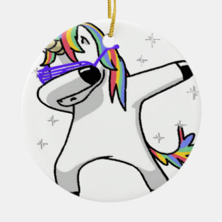 Dabbing Unicorn Ceramic Ornament