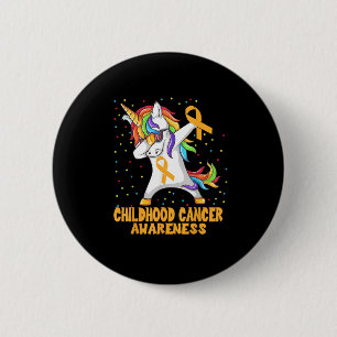 Dabbing Unicorn Childhood Cancer Awareness Warrior 2 Inch Round Button