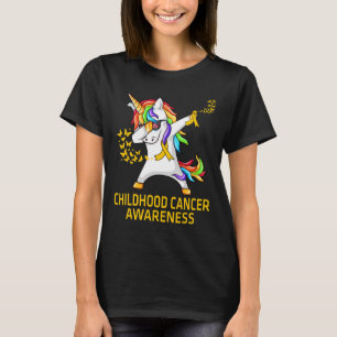 Dabbing Unicorn Childhood Cancer Awareness Warrior T-Shirt