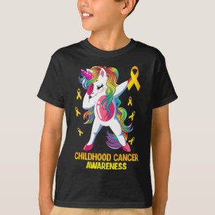 Dabbing Unicorn Childhood Cancer Awareness Warrior T-Shirt