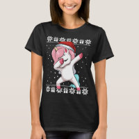 Dabbing Unicorn Christmas Pajama Cute Ugly X-Mas S