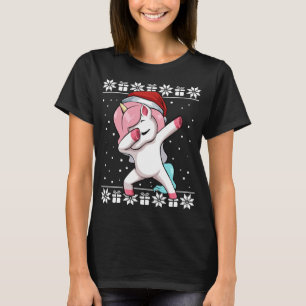 Dabbing Unicorn Christmas Pajama Cute Ugly X-Mas S T-Shirt