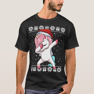 Dabbing Unicorn Christmas Pajama Cute Ugly X-Mas S T-Shirt