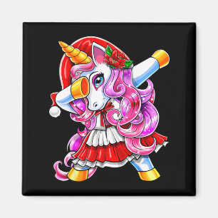 Dabbing Unicorn Christmas Santa Costume Unicorn Gi Magnet