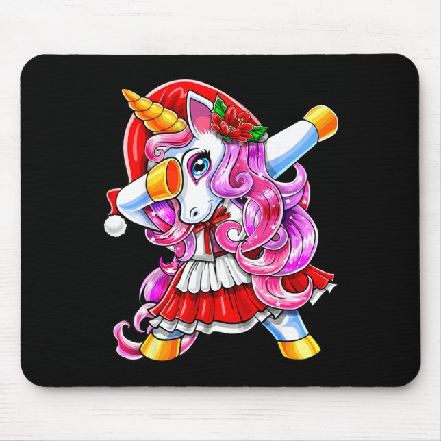 Dabbing Unicorn Christmas Santa Costume Unicorn Gi Mouse Pad (Front)