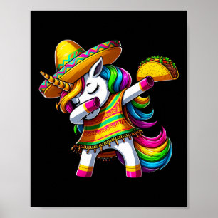 Dabbing Unicorn Cinco De Mayo Mexican Party Fiesta Poster