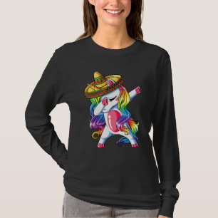 Dabbing Unicorn Cinco De Mayo Women Rainbow Sombr T-Shirt