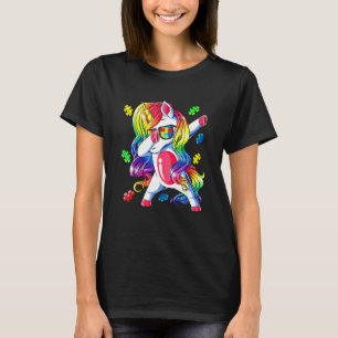 Dabbing Unicorn Cute Puzzle Piece Autism Awareness T-Shirt