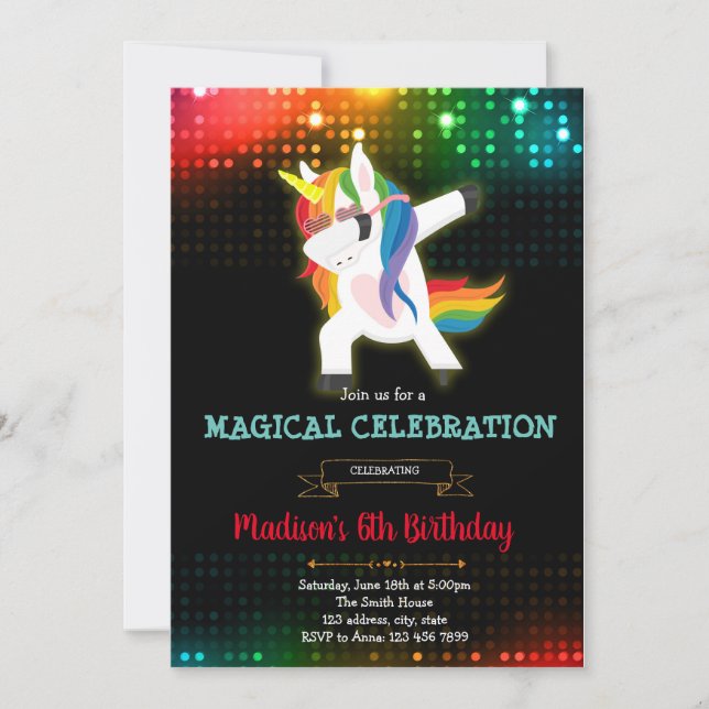 Dabbing unicorn dance carte d'anniversaire (Devant)