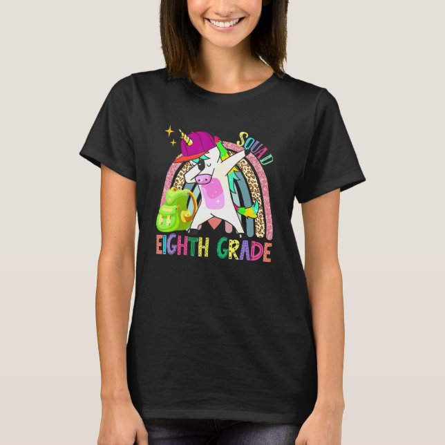 Dabbing Unicorn Eighth Grade 8th Grade Rainbow Tea T-Shirt (Front)