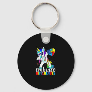Dabbing Unicorn Embrace Differences Boys Girls Kid Keychain