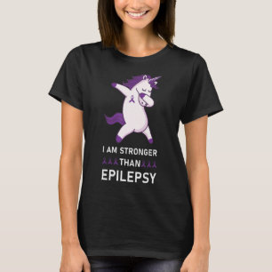 Dabbing Unicorn Epilepsy Awareness Purple Ribbon W T-Shirt