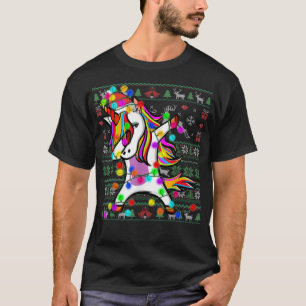 Dabbing Unicorn Fairy Lights Vilain Sweat de Noël