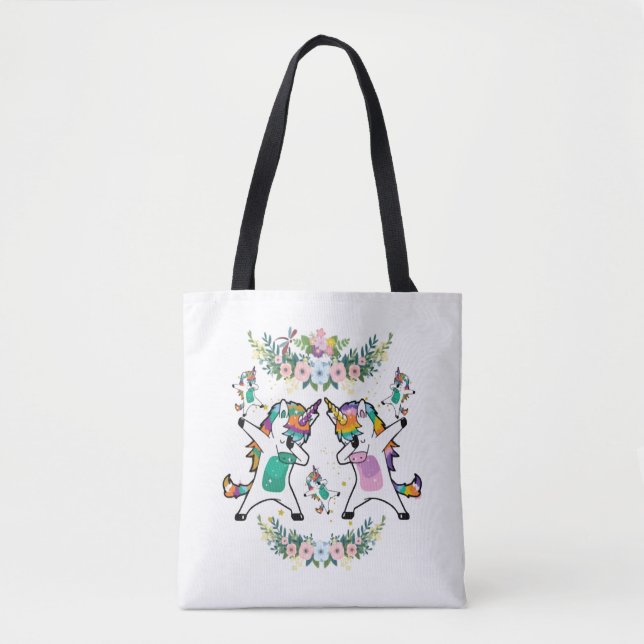 Dabbing Unicorn Family Tote Bag (Front)