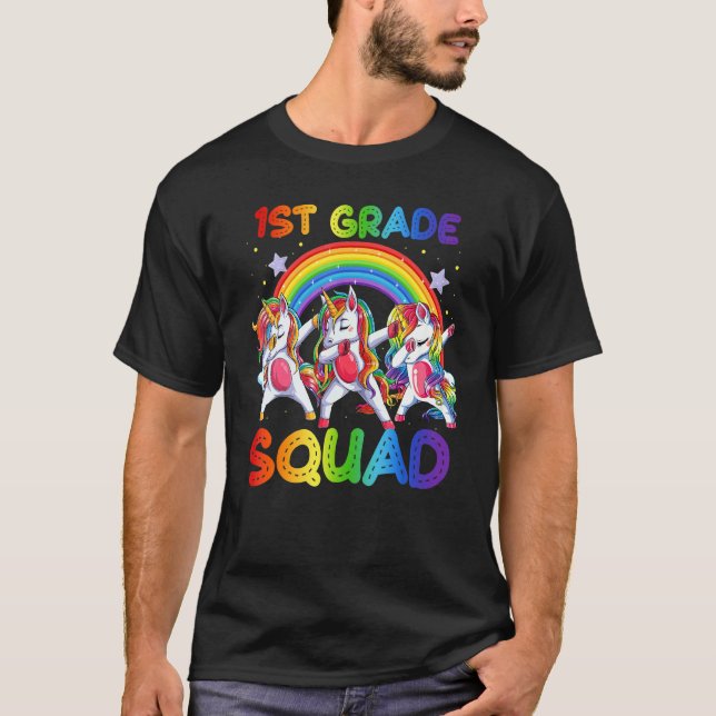 Dabbing Unicorn First Day Of 1st Grade Students Ki T-Shirt (Front)