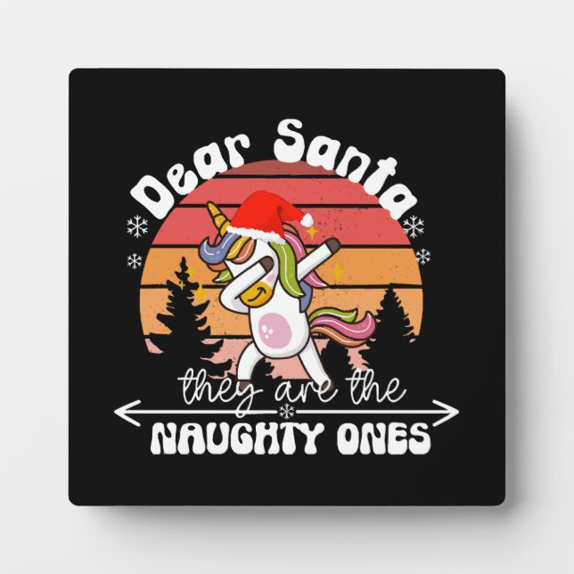  Dabbing Unicorn Funny Christmas Plaque (Front)
