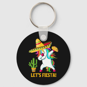 Dabbing Unicorn Funny Cinco De Mayo Kids Girls Let Keychain