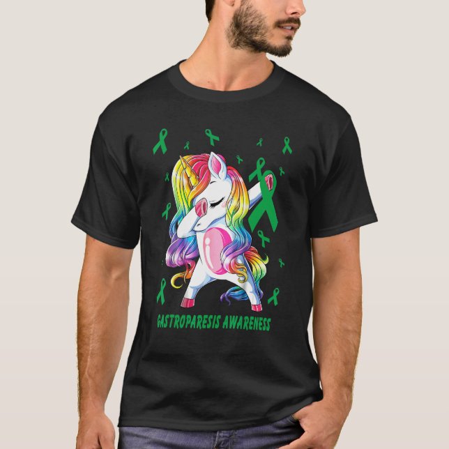 Dabbing Unicorn Gastroperesis Awareness  Warrior T-Shirt (Front)