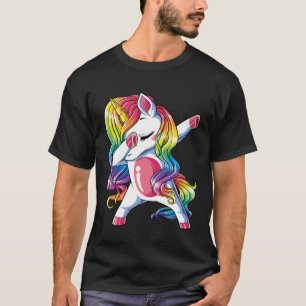 Dabbing Unicorn Girls Kids Rainbow Dab Dance Squad T-Shirt