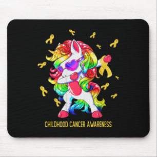 Dabbing Unicorn Gold Ribbon Childhood Cancer Aware Mouse Pad