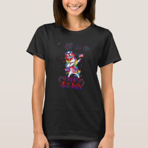 Dabbing Unicorn Happy 4th Of July American Girls T-Shirt
