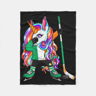 Dabbing Unicorn Ireland Ice Hockey Fans Jersey Win Fleece Blanket