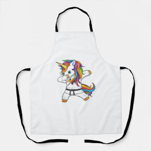 Dabbing Unicorn Karate Taekwondo Kids Girls Martia Apron