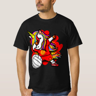 Dabbing Unicorn Kyrgyzstan Volleyball Fans Jersey T-Shirt