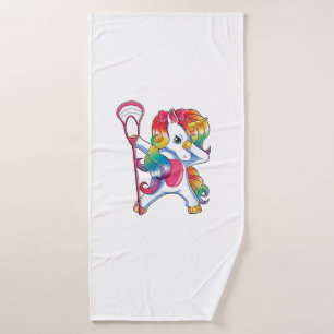 Dabbing Unicorn Lacrosse Funny Lax Player T-Shirt Bath Towel