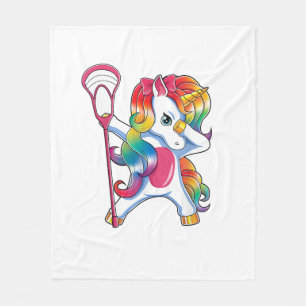 Dabbing Unicorn Lacrosse Funny Lax Player T-Shirt Fleece Blanket