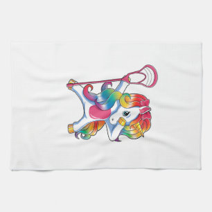 Dabbing Unicorn Lacrosse Funny Lax Player T-Shirt Kitchen Towel