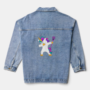 Dabbing Unicorn Lacrosse LAX Shirt Funny Tee Gift Denim Jacket