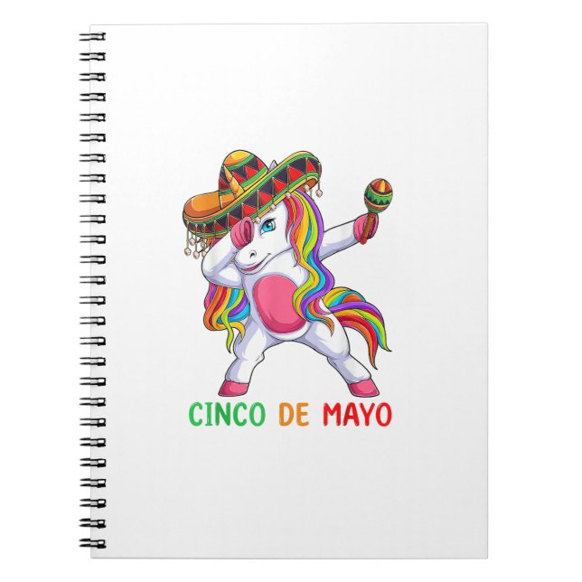 Dabbing Unicorn Let's Fiesta Cinco de Mayo Kids Gi Notebook (Front)