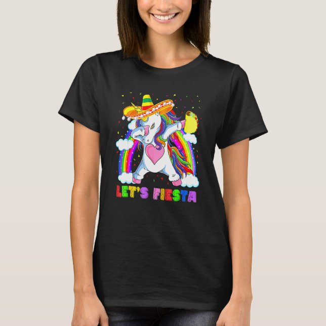 Dabbing Unicorn Lets Fiesta Cinco De Mayo Taco Pon T-Shirt (Front)