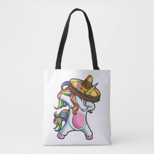 Dabbing Unicorn Mexican T Shirt Sombrero Cinco de Tote Bag