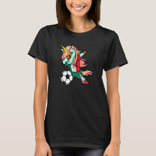Dabbing Unicorn Mexico Football  Mexican Flag Socc T-Shirt