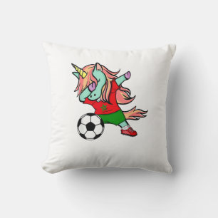 Dabbing Unicorn Morocco Soccer Fans Jersey Morocca Throw Pillow