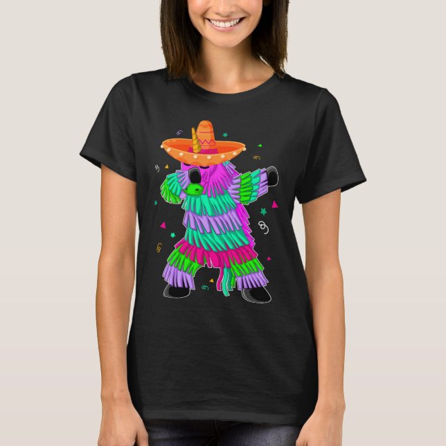 Dabbing Unicorn Pinata Mexican Fiesta Cinco De May T-Shirt (Front)