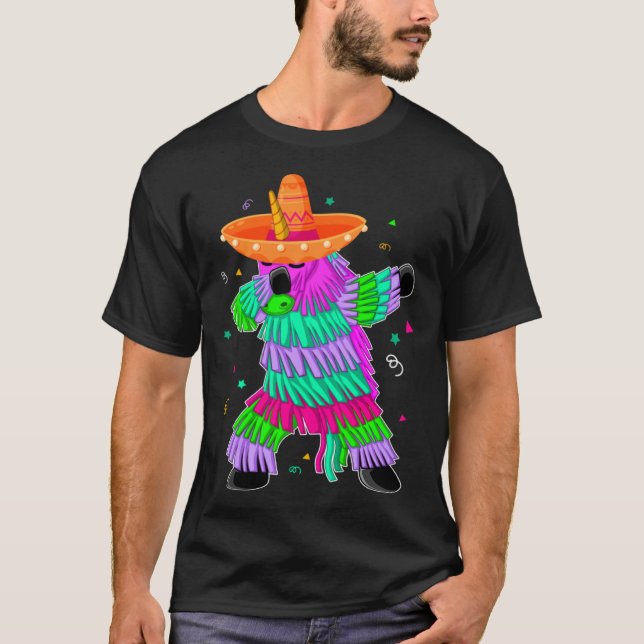 Dabbing Unicorn Pinata Mexican Fiesta Cinco De May T-Shirt (Front)