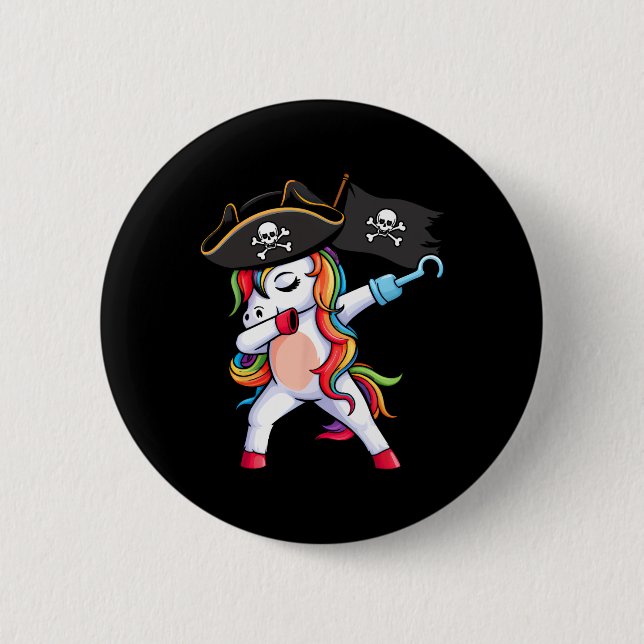 Dabbing Unicorn Pirate Girls Kids Funny Halloween  2 Inch Round Button (Front)