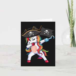 Dabbing Unicorn Pirate Girls Kids Funny Halloween  Card