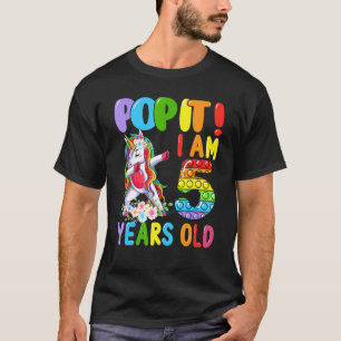 Dabbing Unicorn Pop It I Am 5 Years Old Fidget 5th T-Shirt