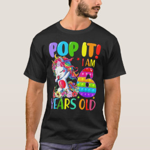Dabbing Unicorn Pop It I Am 6 Years Old Fidget 6th T-Shirt